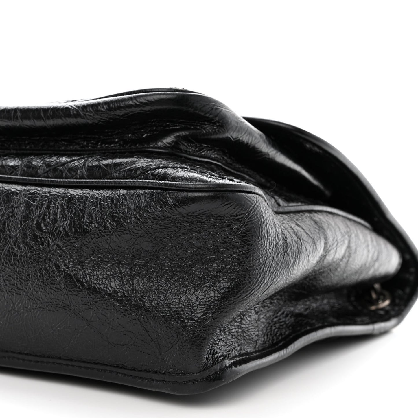 Crinkled Calfskin Matelasse Monogram Large Niki Chain Satchel Black