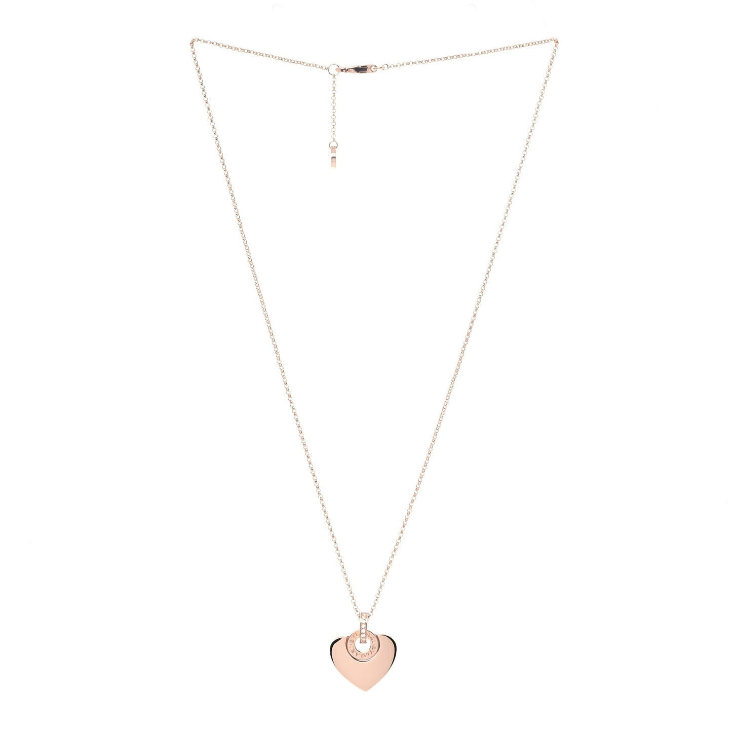 18K Rose Gold Diamond BVLGARI BVLGARI Cuore Pendant Necklace