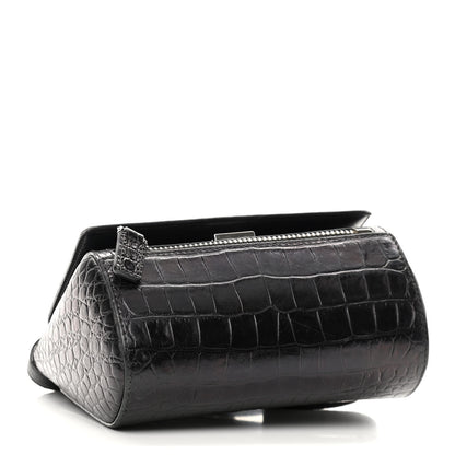 Givenchy Calfskin Crocodile Embossed Mini Pandora Box Crossbody Bag Black 4 of 14