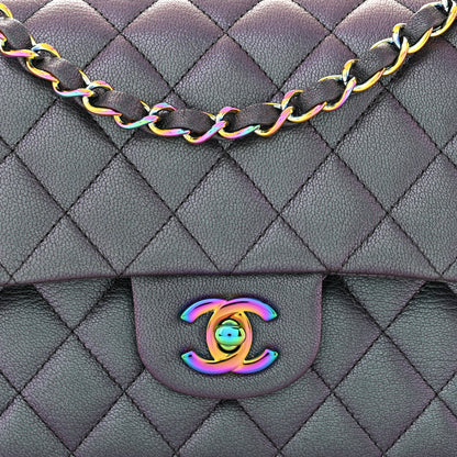 Chanel Iridescent Goatskin Quilted Medium Double Flap Purple 8 of 11