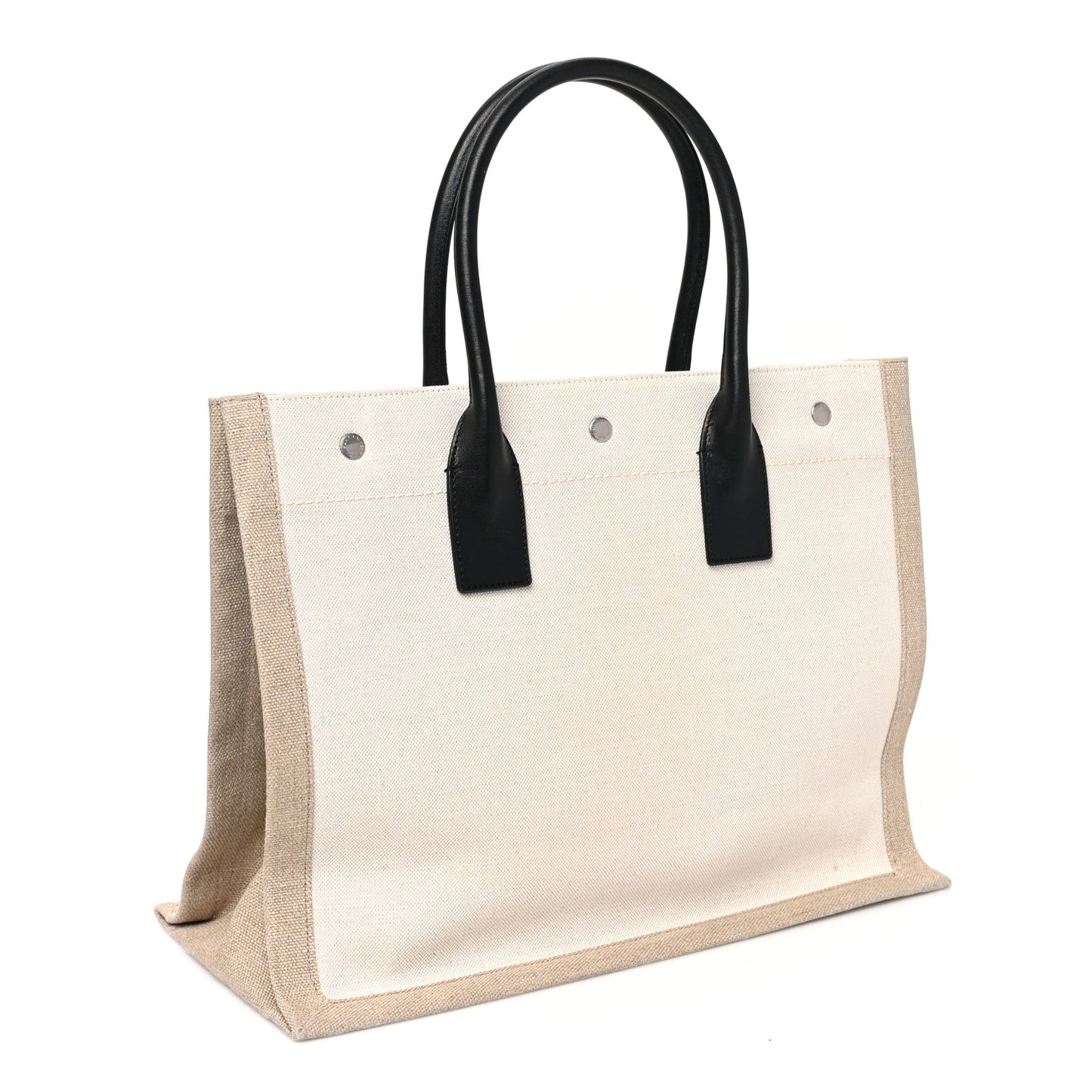 Linen Calfskin Small Rive Gauche Tote Greggio Natural