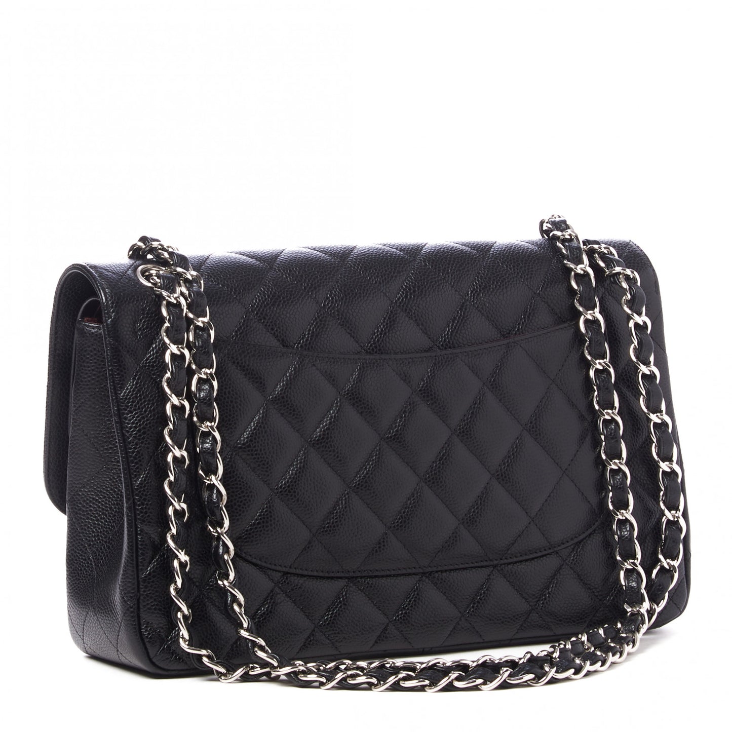 Caviar Quilted Jumbo Double Flap Black