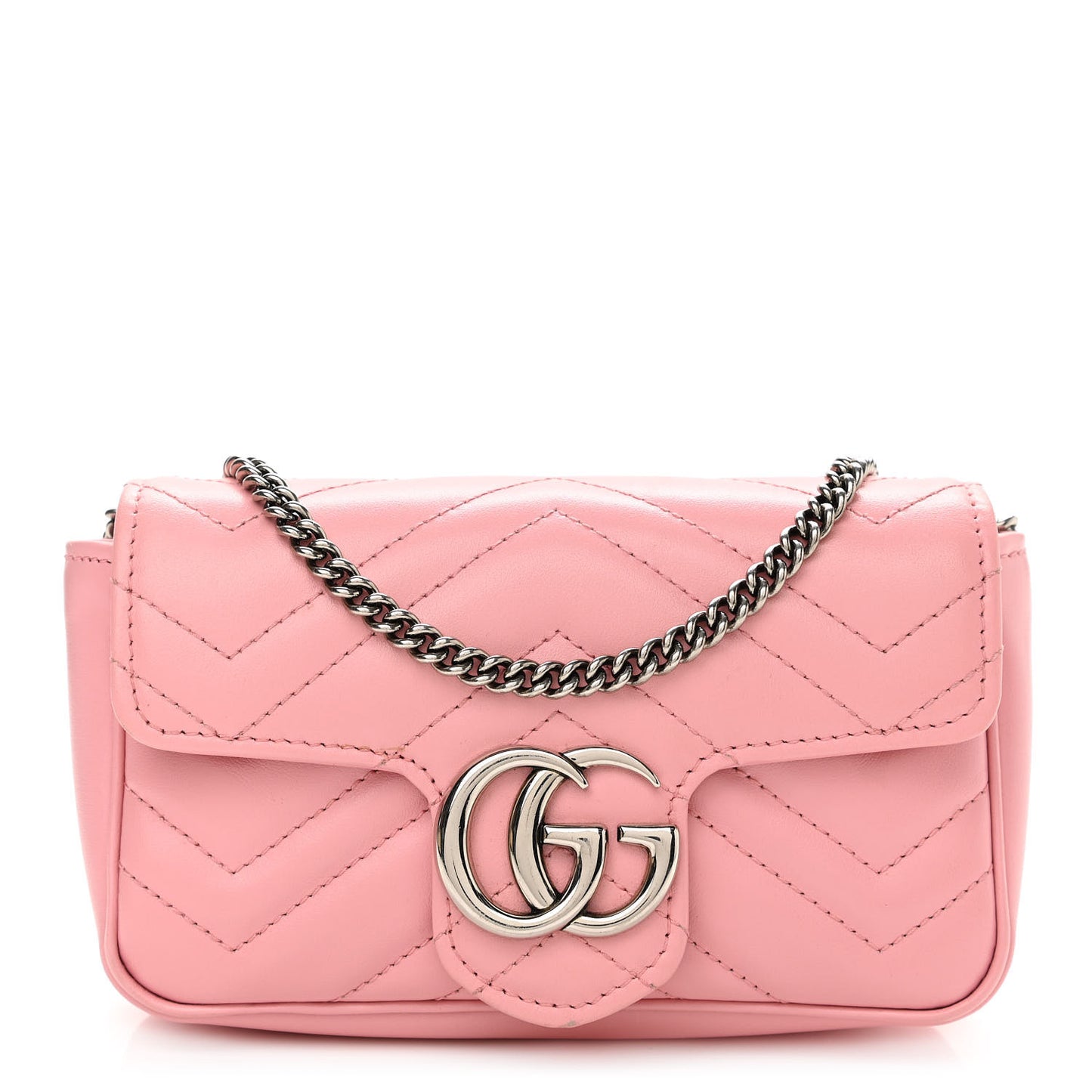 Calfskin Matelasse Super Mini GG Marmont Shoulder Bag Wild Rose