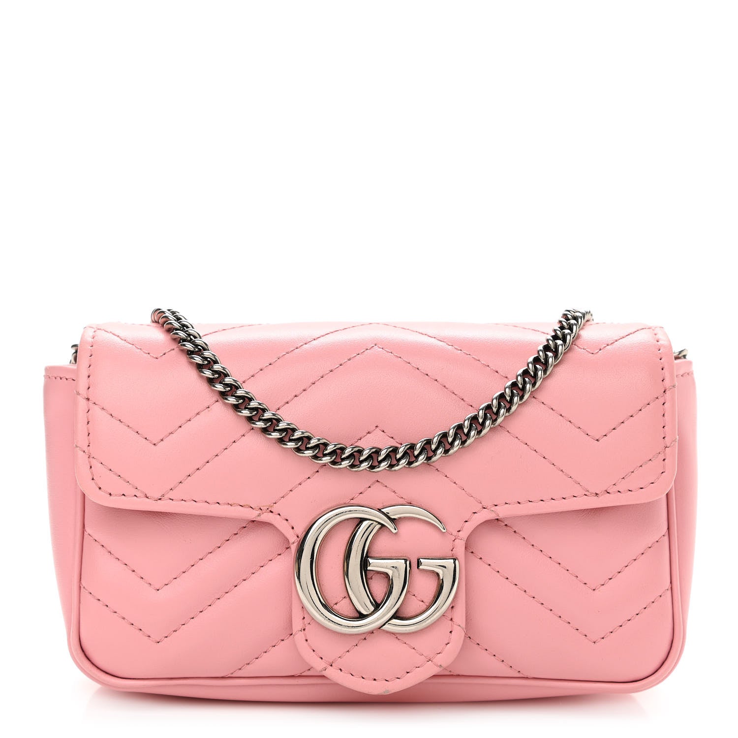 Gucci Calfskin Matelasse Super Mini GG Marmont Shoulder Bag Wild Rose 1 of 12