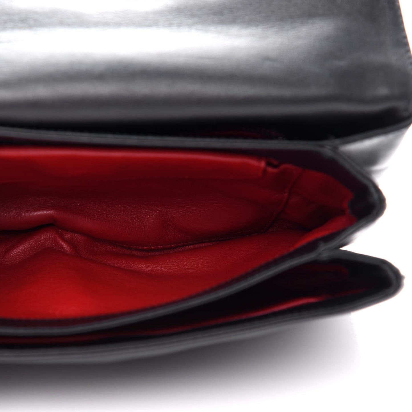 Soft Calf Grommet Lock Flap Chain Shoulder Bag Black
