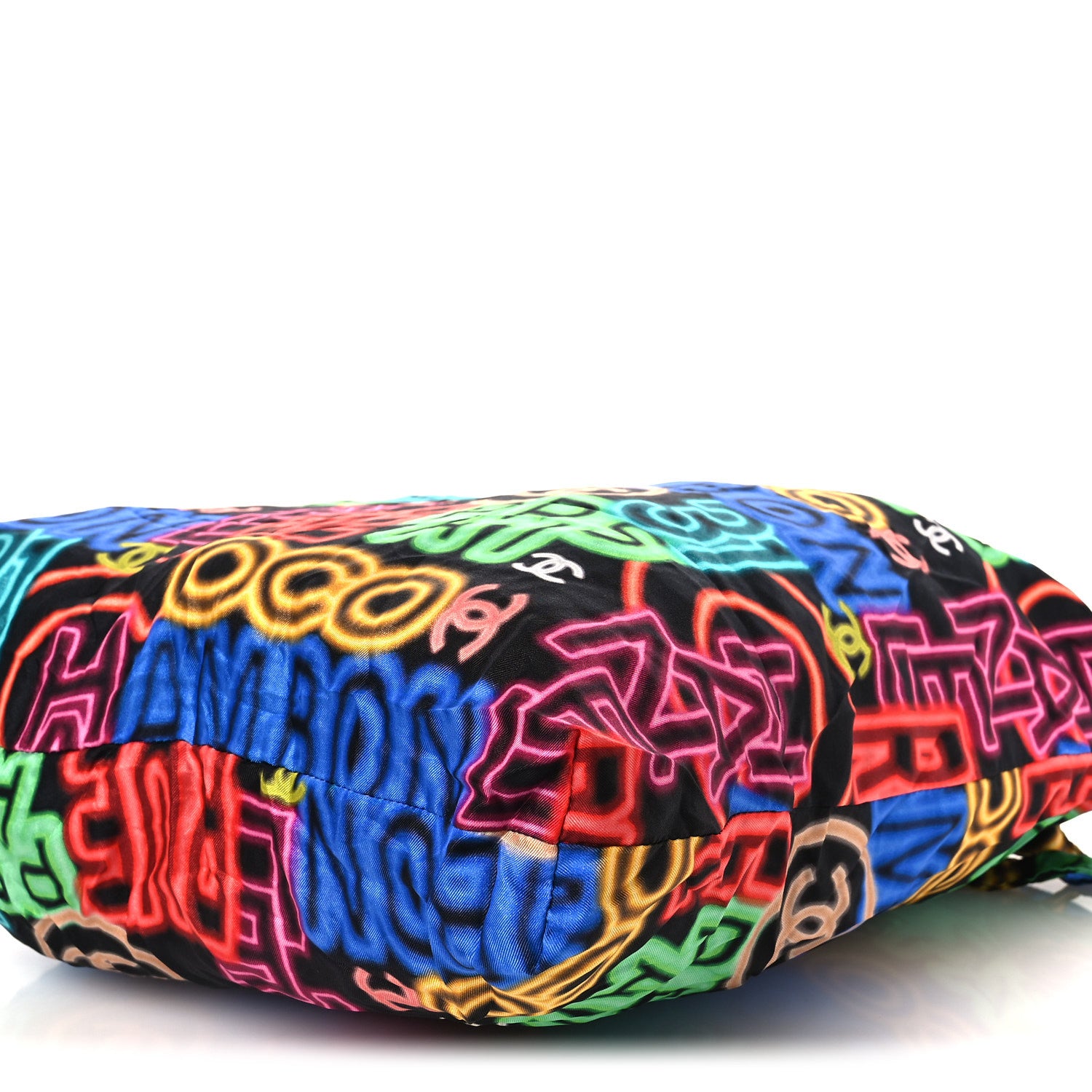 Chanel Caviar Fabric Graffiti Foldable Tote Bag With Chain Black Multicolor 18 of 19