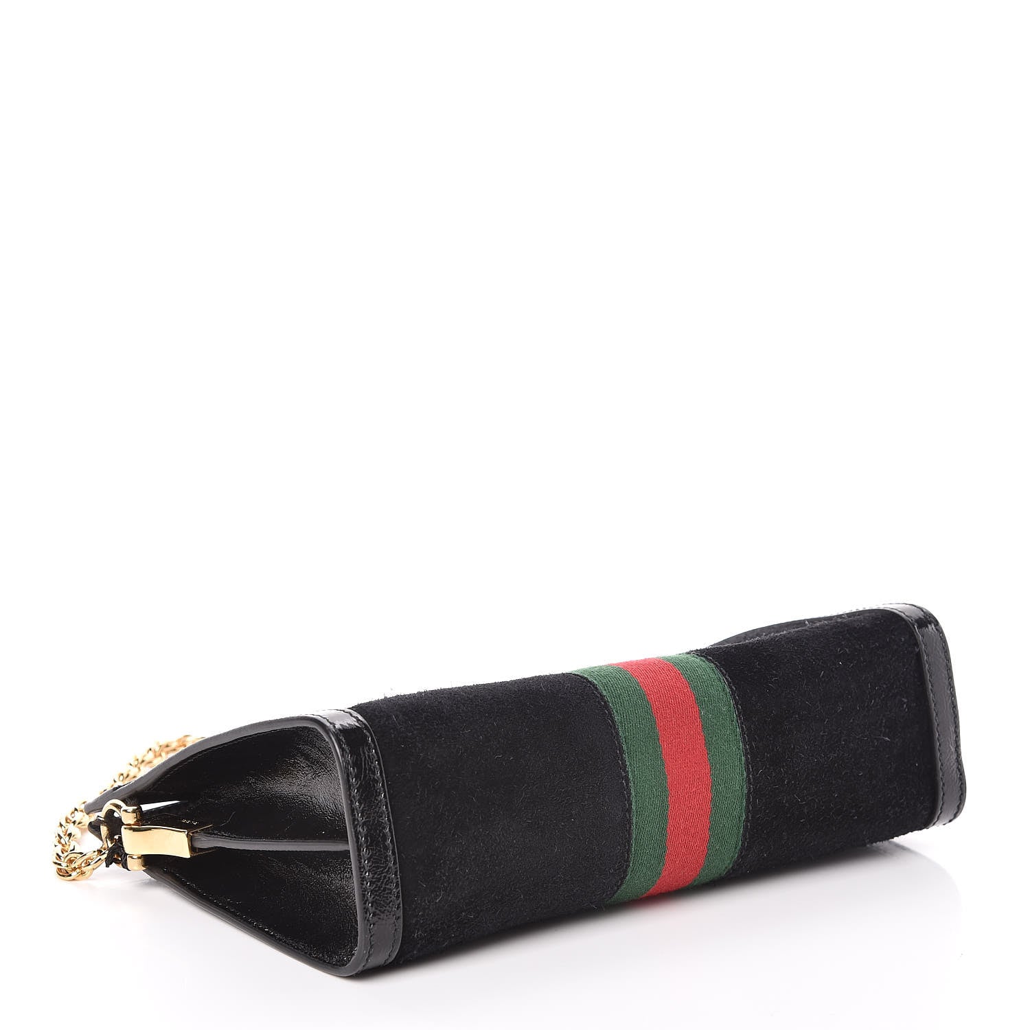 Gucci Suede Patent GG Web Small Ophidia Chain Shoulder Bag Black 4 of 10