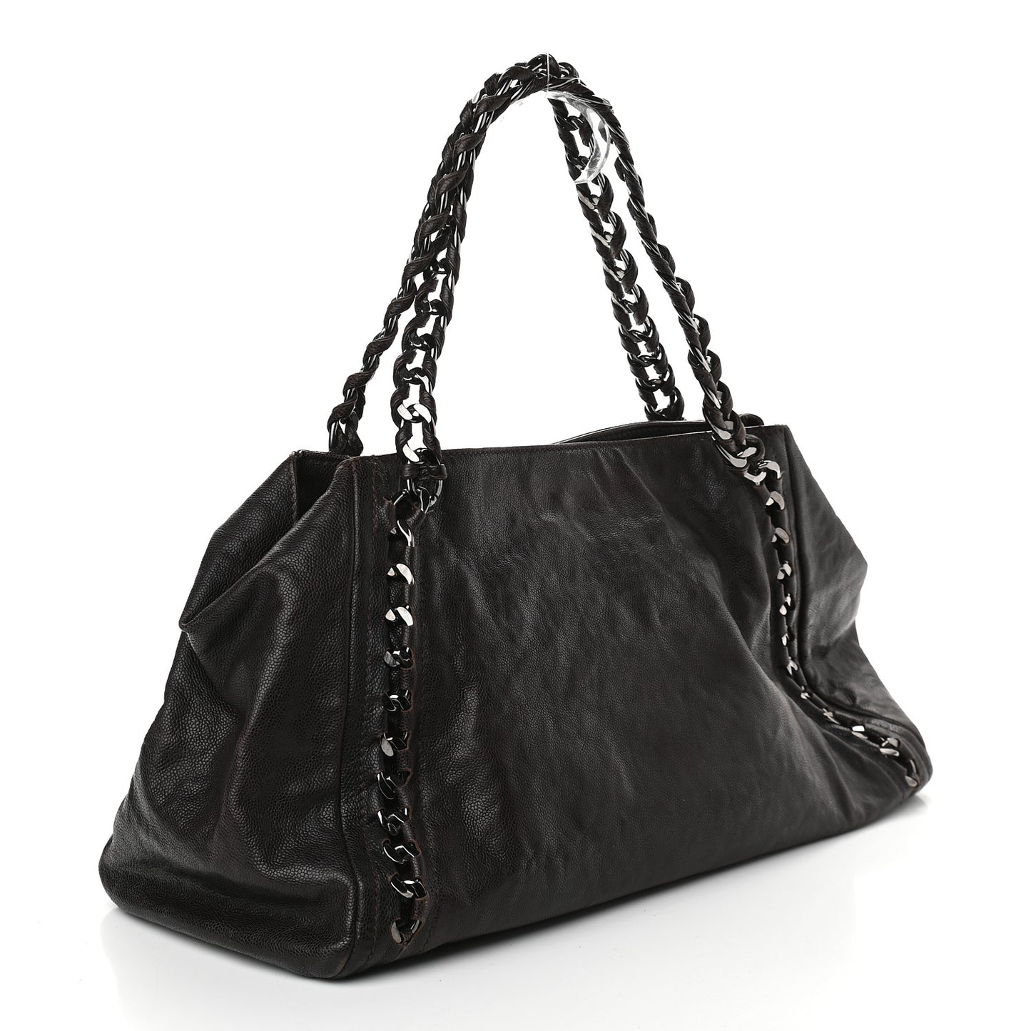 Glazed Caviar Large East West Modern Chain Tote Brown