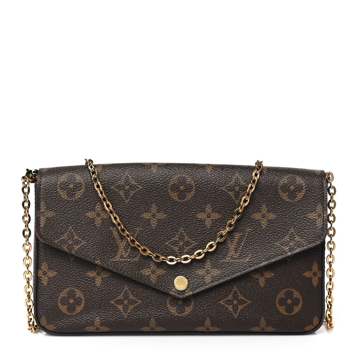 Louis Vuitton Monogram Pochette Felicie Chain Wallet Fuchsia 1 of 9