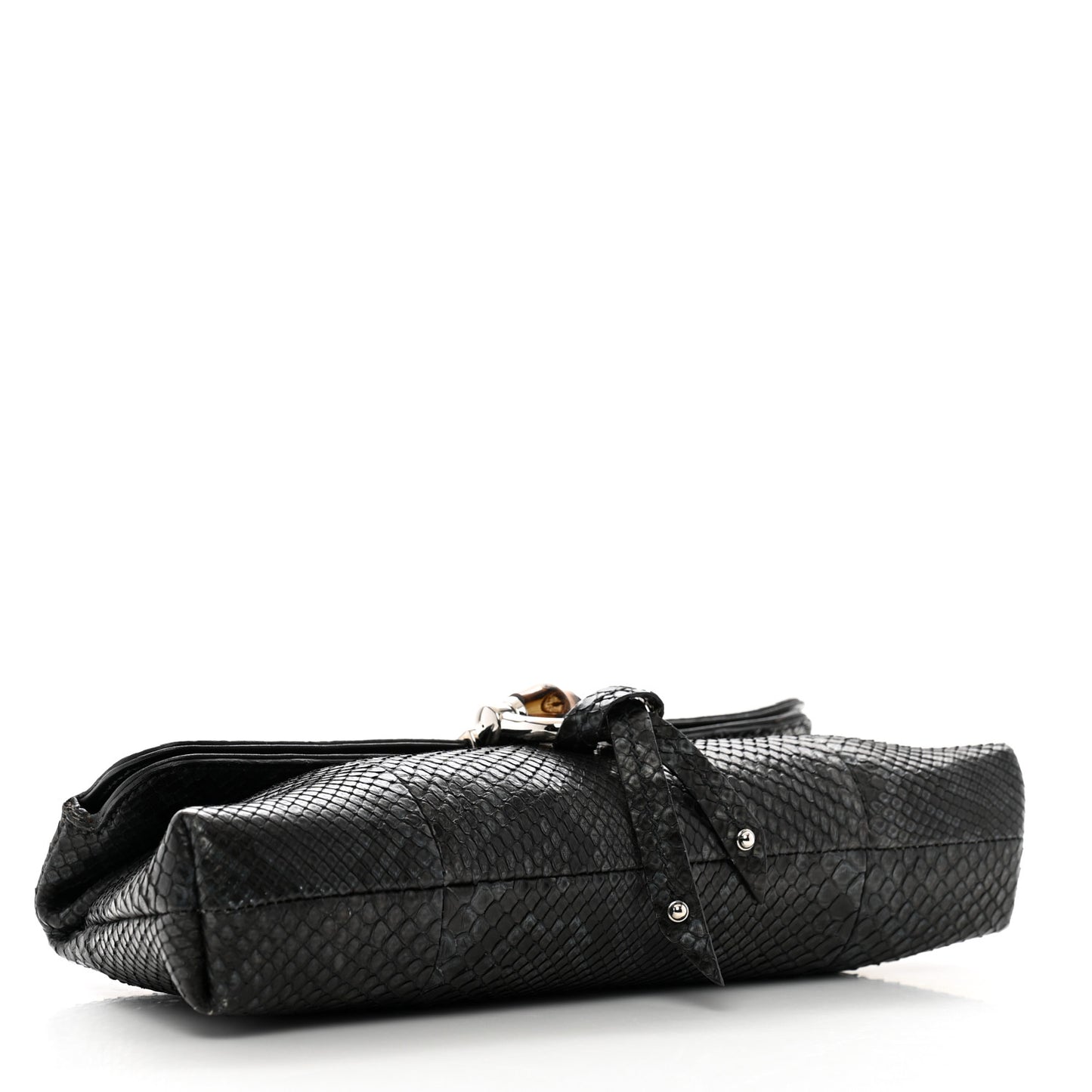 Snakeskin Bamboo Croisette Clutch Black Blue