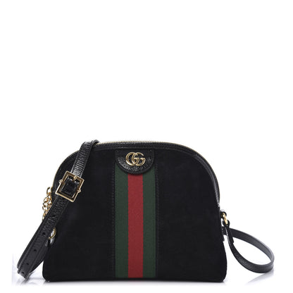 Gucci Suede Patent Web GG Small Ophidia Dome Shoulder Bag Black 1 of 10