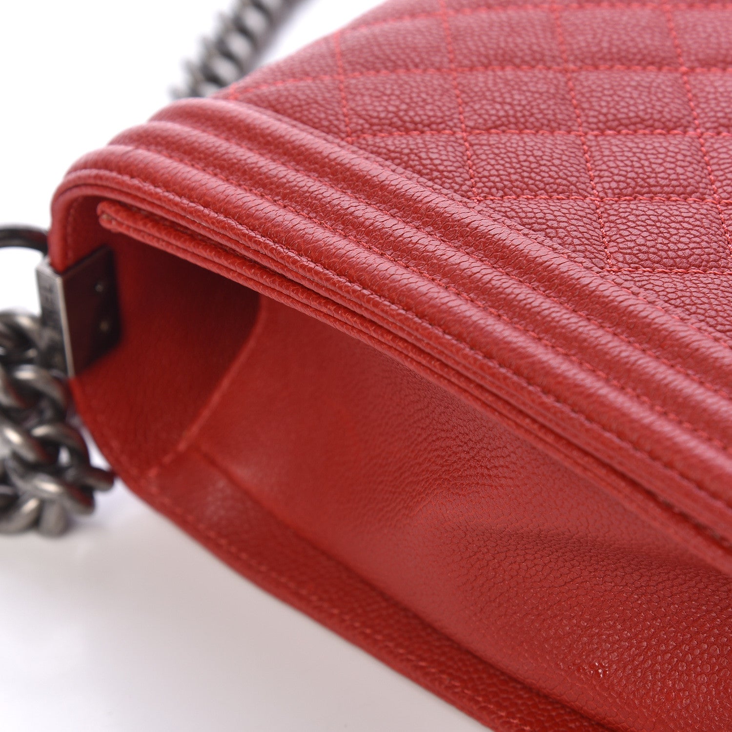 Chanel Caviar Quilted New Medium Boy Flap Dark Red 13 of 14