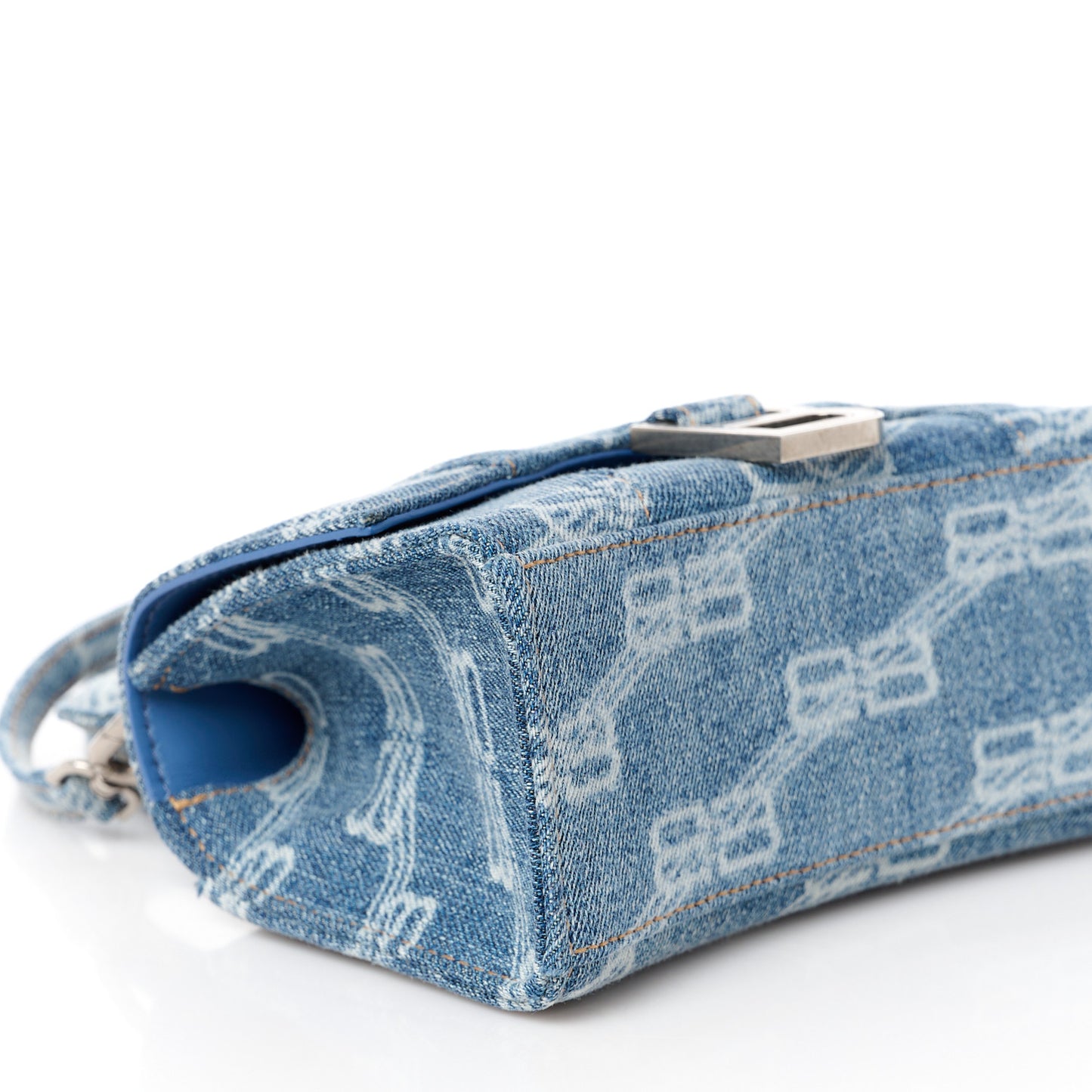 Denim BB Monogram Small Hourglass Top Handle Bag Blue