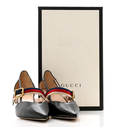 Gucci Malaga Kid Grosgrain Sylvie Web Bamboo Low Heel Pumps 40 Black 12 of 12