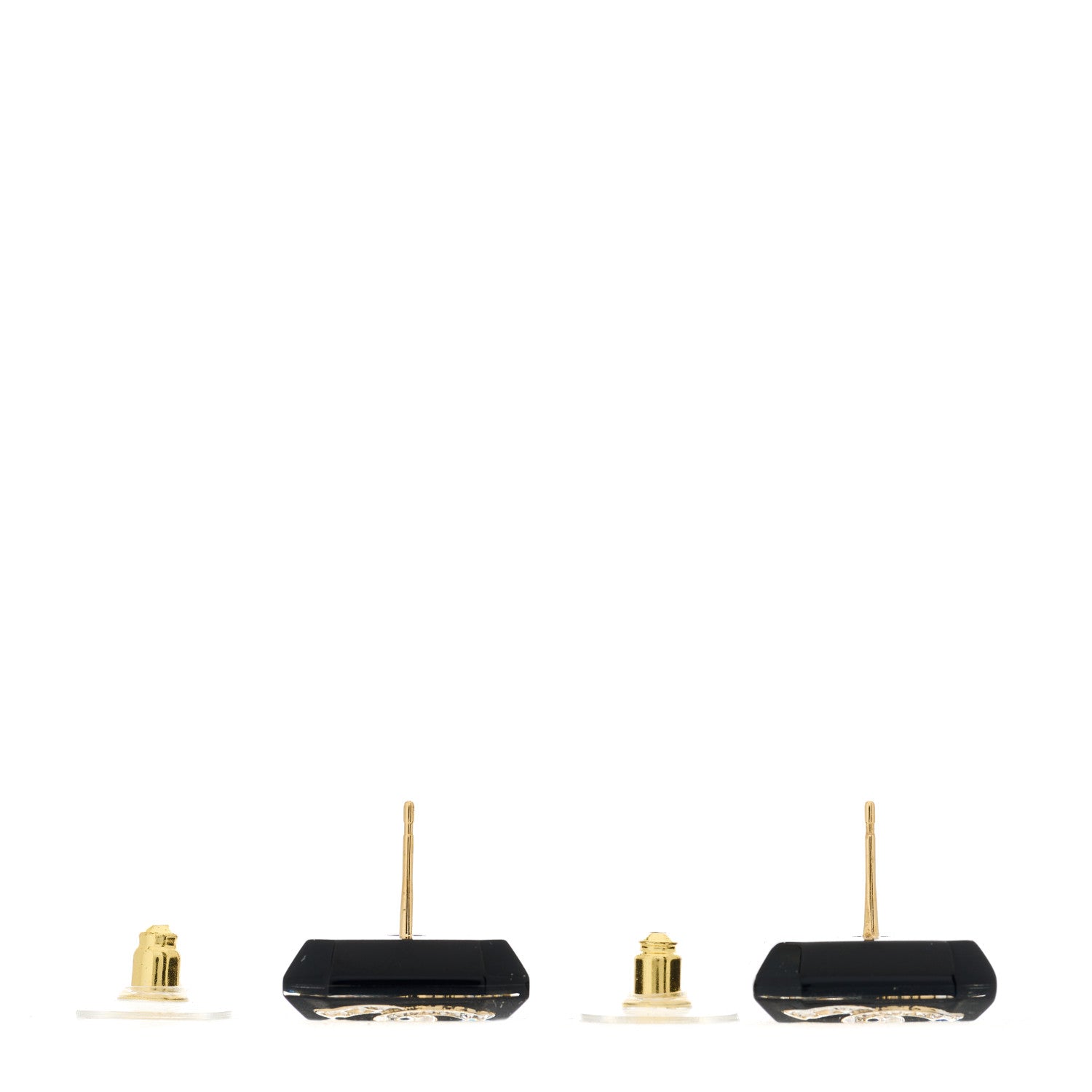 Chanel Enamel Strass CC Earrings Black 3 of 4