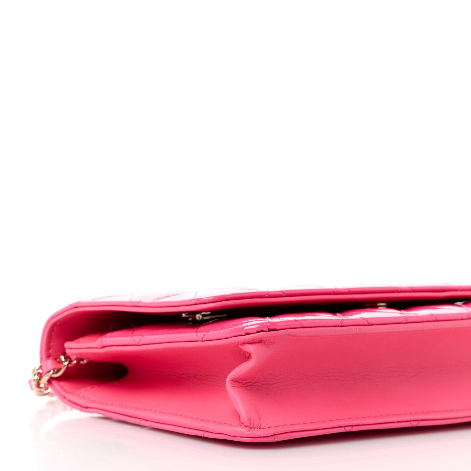 Chanel Patent Calfskin Quilted Wallet On Chain WOC Neon Pink 10 of 12