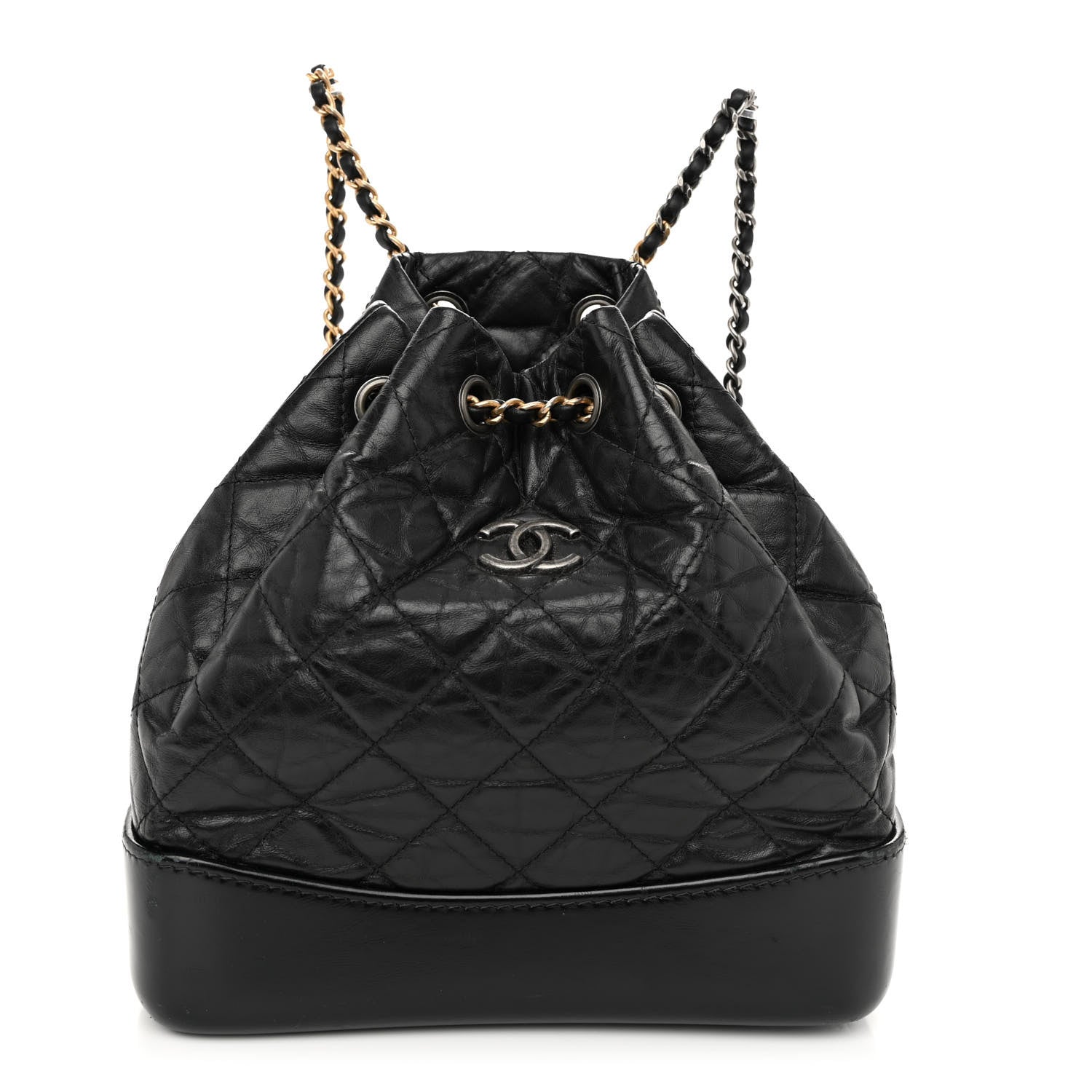 Chanel Aged Calfskin Quilted Small Gabrielle Backpack Black 1364374 ...