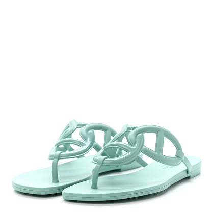 Hermes Rubber Womens Egerie Sandals 38 Vert Embrun 2 of 7