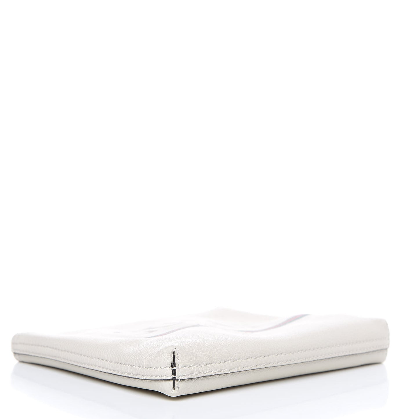 Pebbled Calfskin Medium Logo Portfolio Clutch White