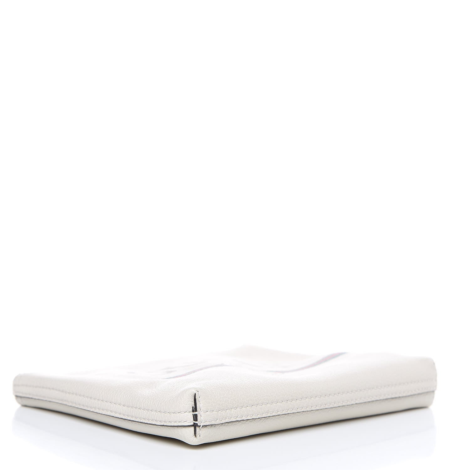 Gucci Pebbled Calfskin Medium Logo Portfolio Clutch White 4 of 9