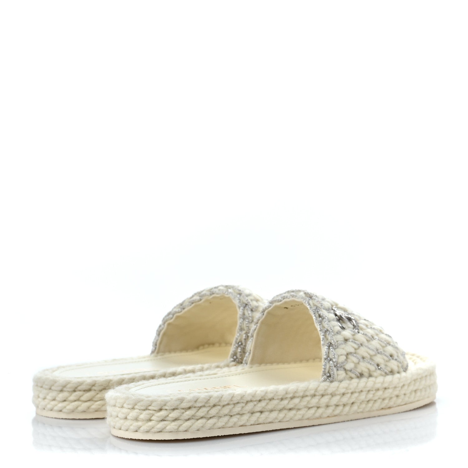 Chanel Braided Knit CC Mules 41 Ecru 4 of 9