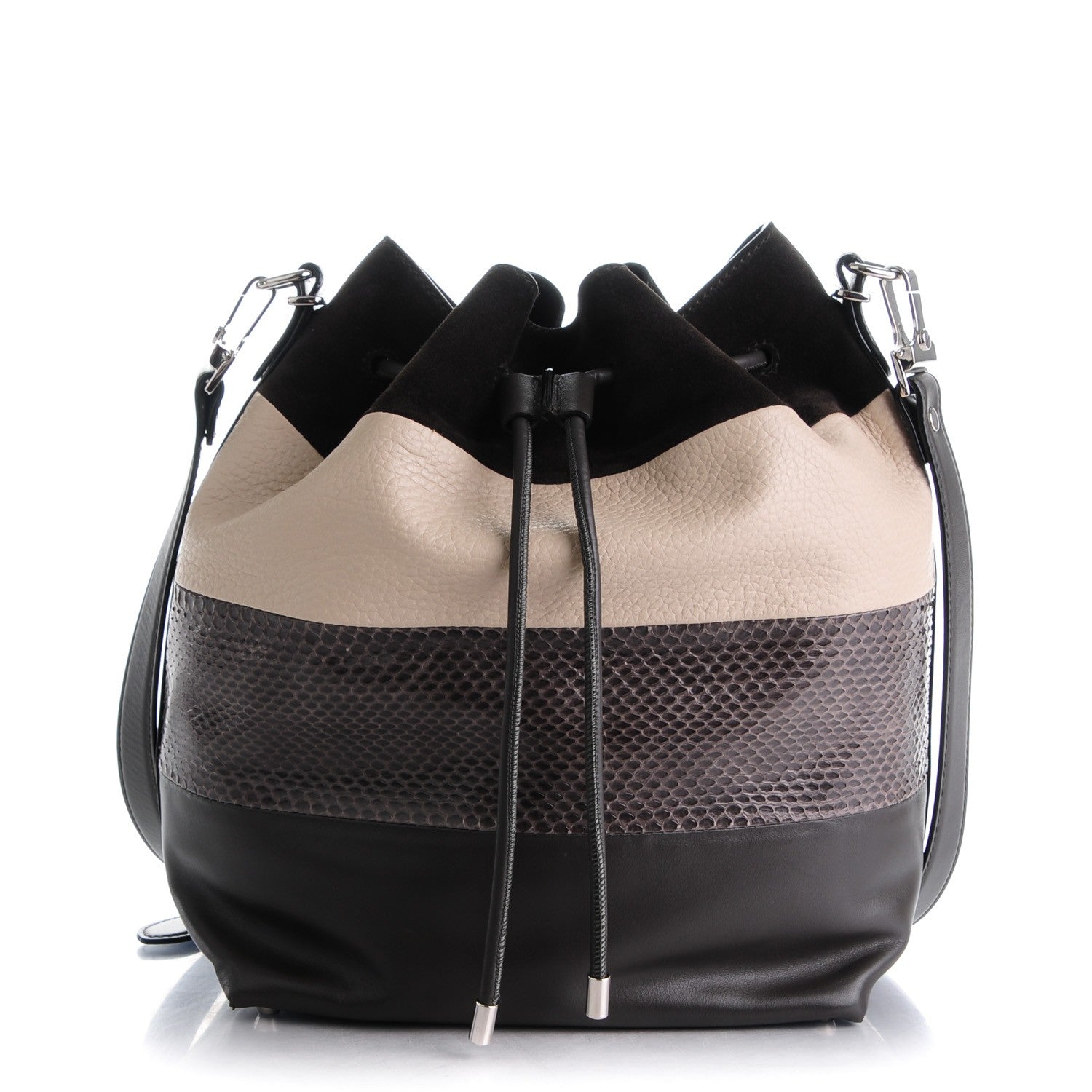 Proenza Schouler Watersnake Suede Calfskin Large Bucket Bag Grey 1 of 7