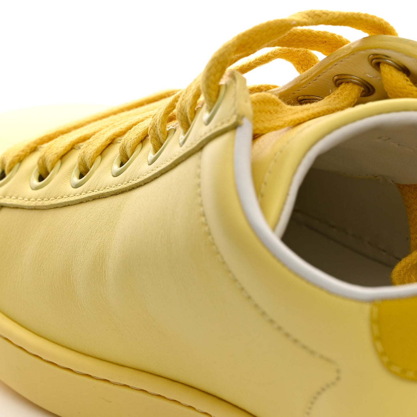 Calfskin Interlocking G Perforated Womens Ace Sneakers 37 Banana Straw Yellow