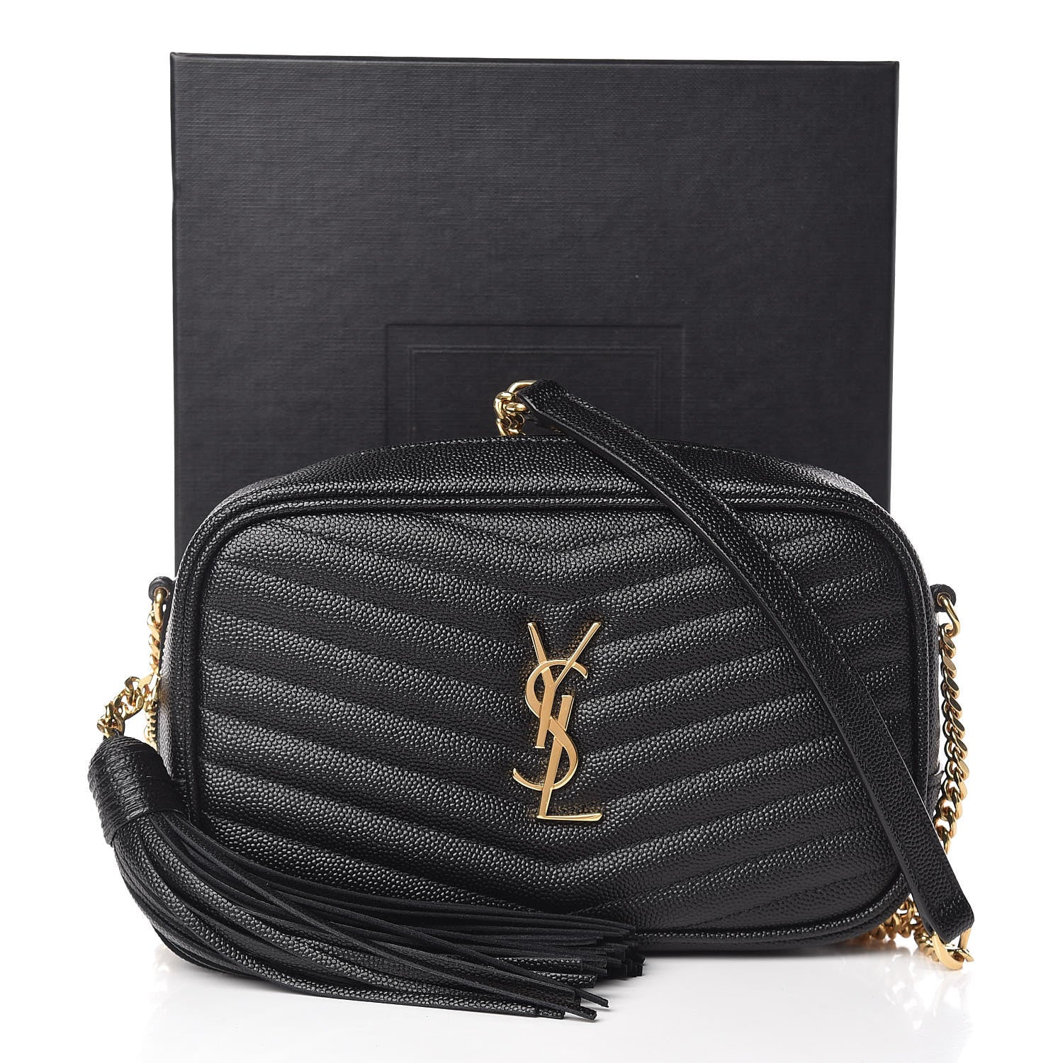 Saint Laurent Grain De Poudre Matelasse Monogram Mini Lou Camera Bag Black 10 of 10
