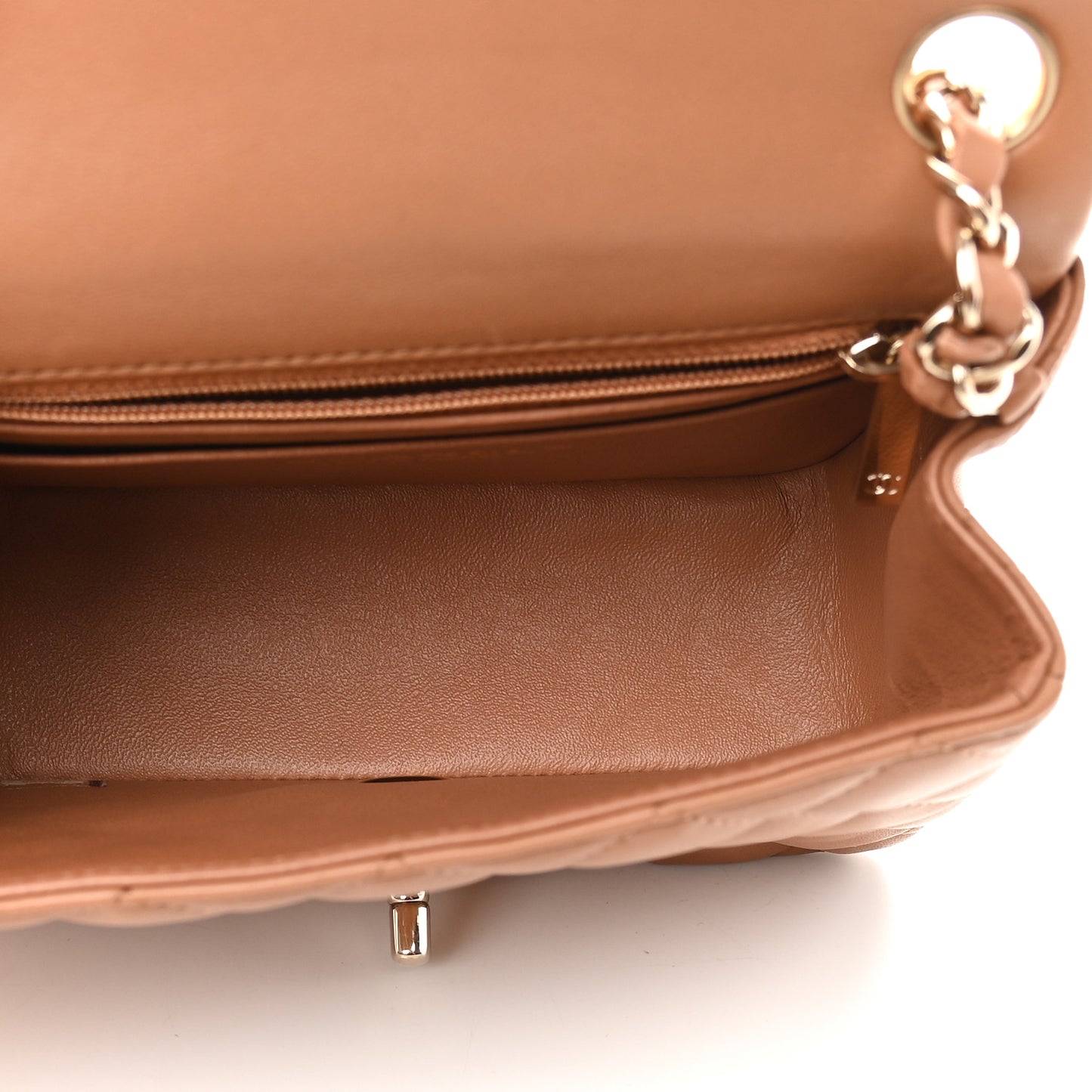 Lambskin Quilted Mini Square Flap Brown
