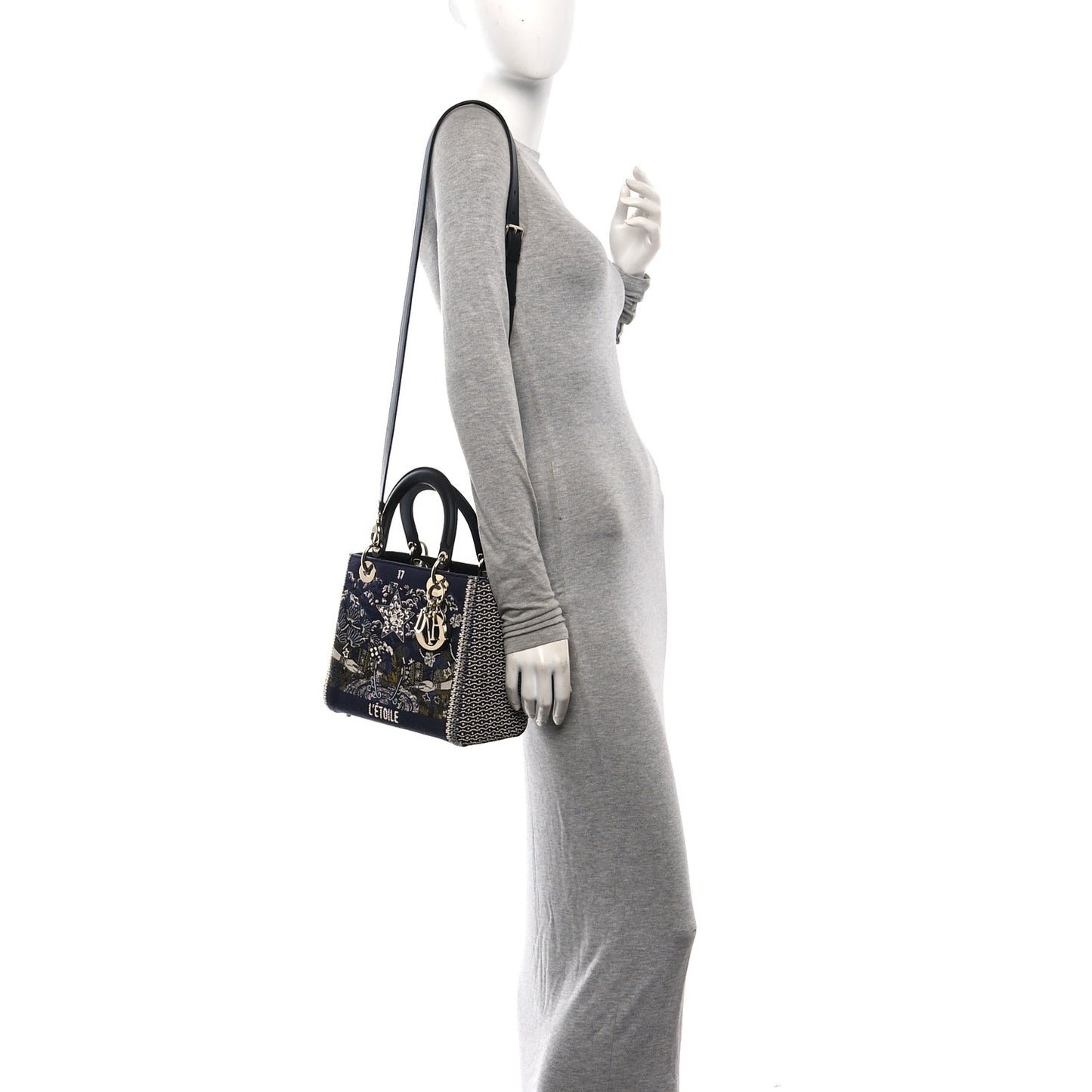 Embroidered L'Etoile Tarot Medium Lady Dior Blue Multicolor