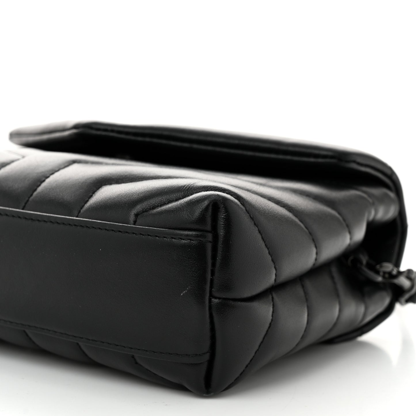 Calfskin Y Quilted Monogram Monochrome Toy Loulou Crossbody Bag Black