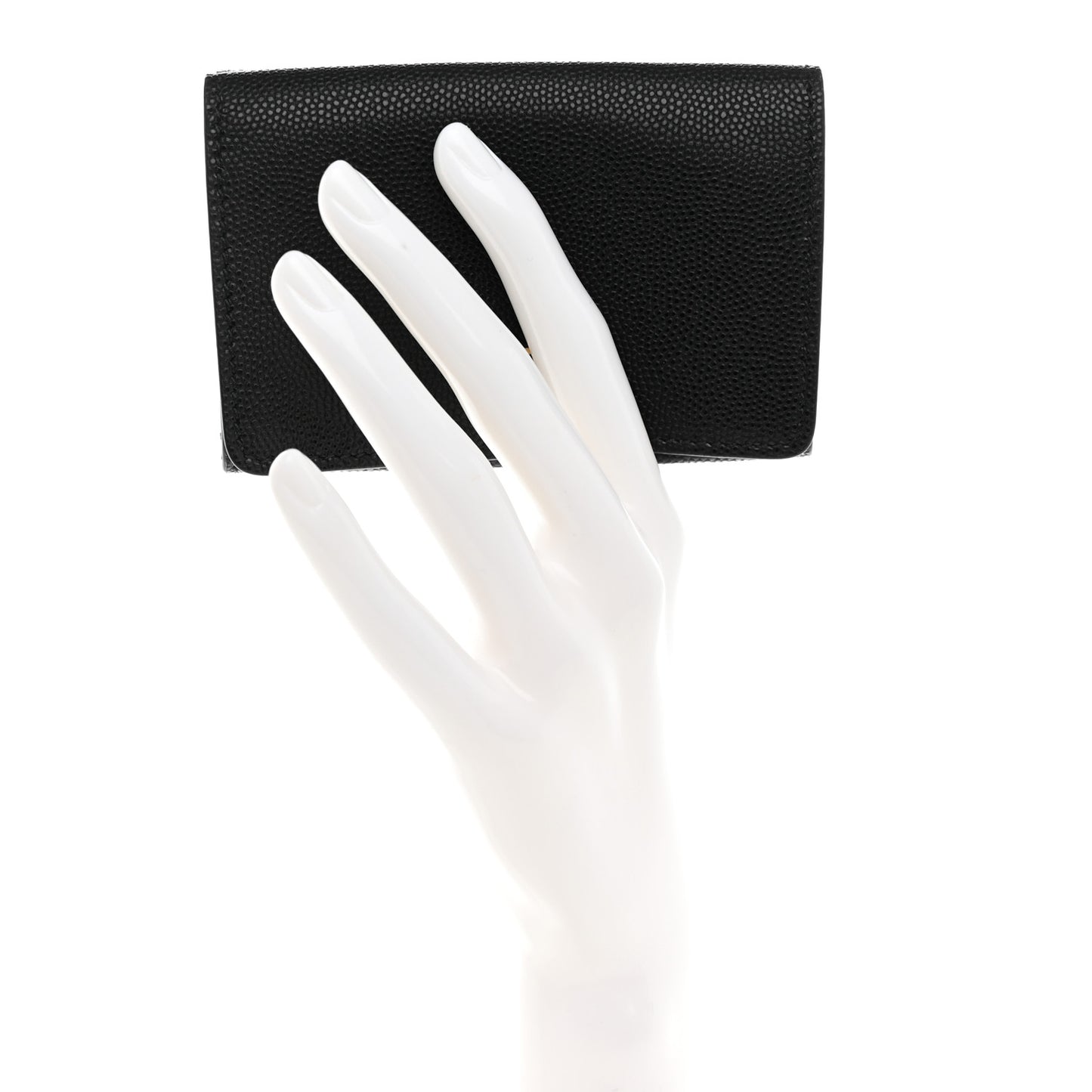 Grained Calfskin TB Compact Tri-Fold Wallet Black