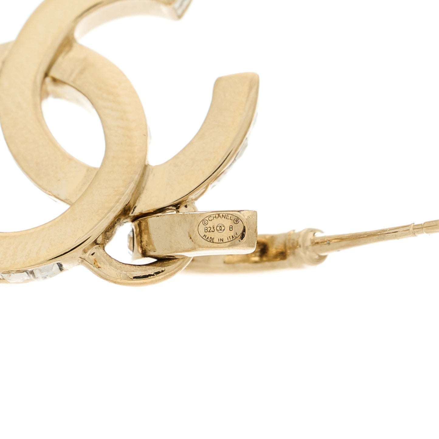 Chanel Metal Baguette Crystal CC Drop Earrings Gold 4 of 4