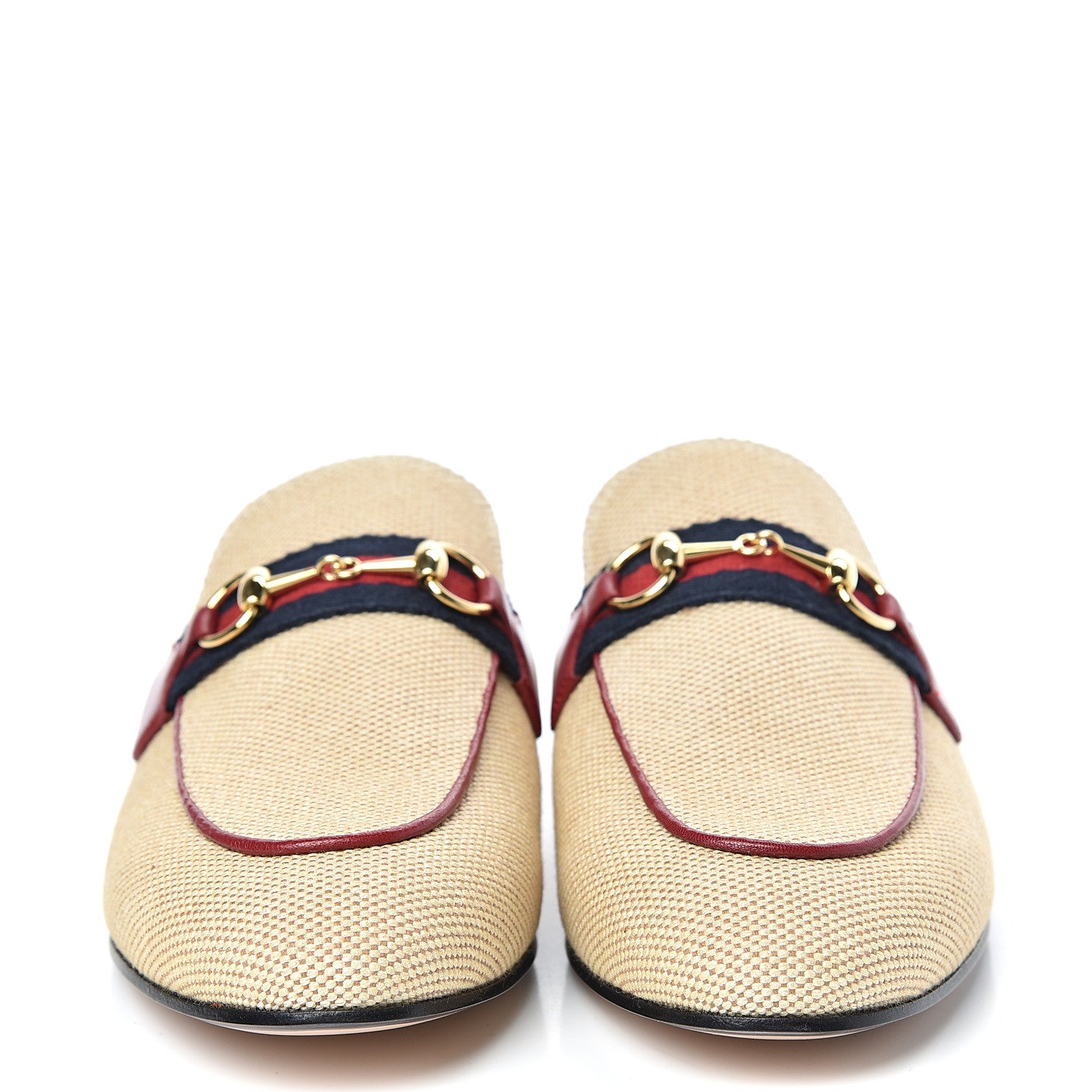 Gucci Canvas Vintage Charlotte Web Princetown Slippers 37 Sand Cuir 2 of 9