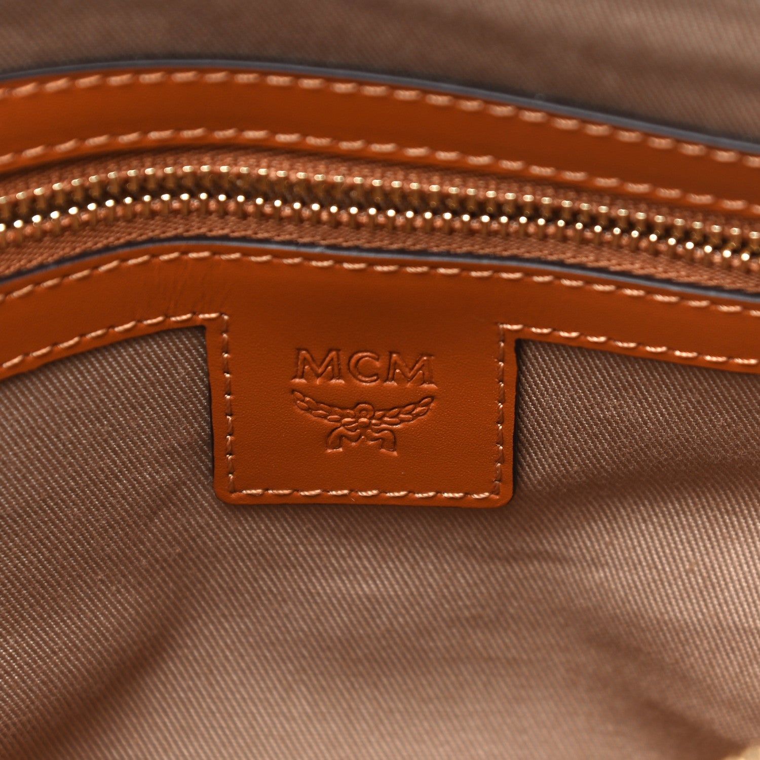 MCM Visetos Medium Crossbody Pouch Cognac 6 of 10