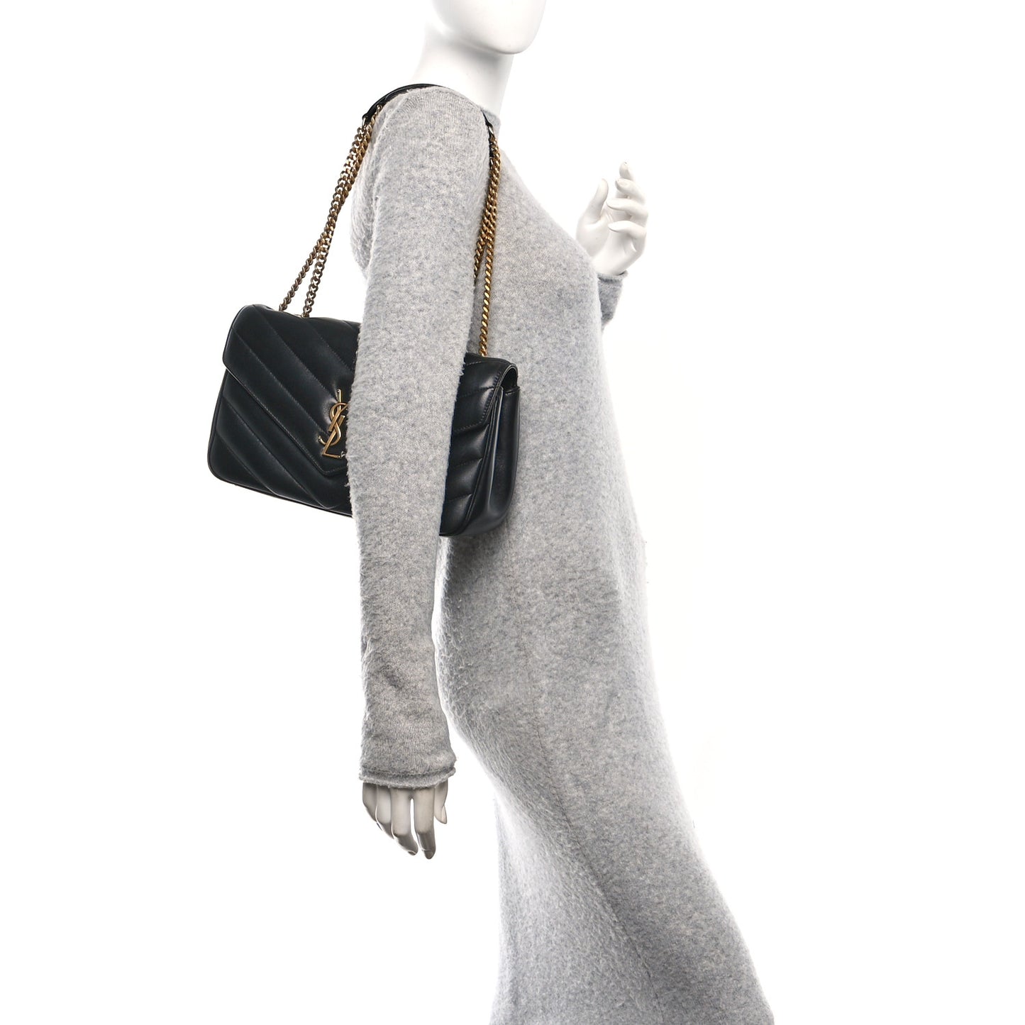 Lambskin Chevron Quilted Medium Loulou Black