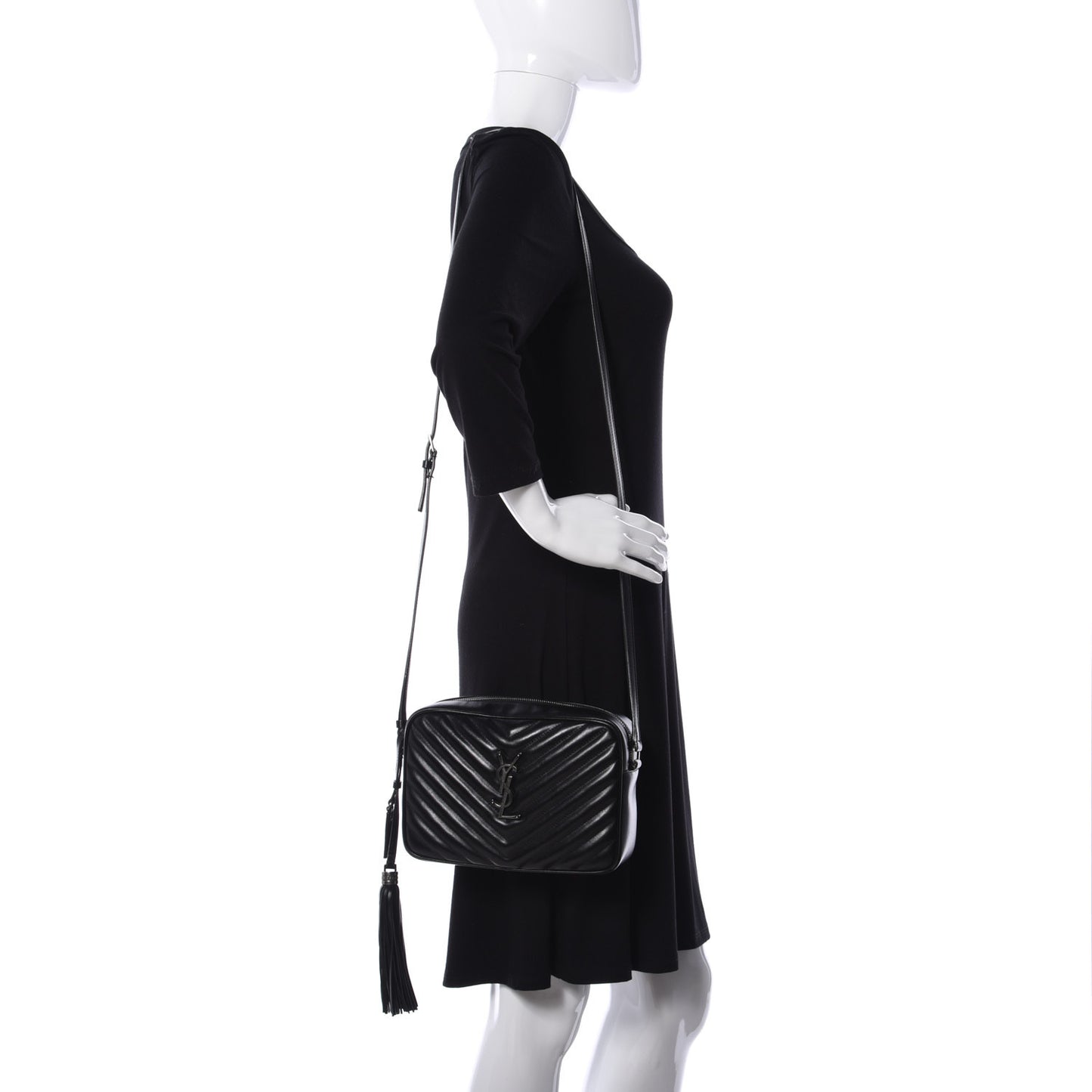Calfskin Matelasse Monogram Lou Camera Bag Black