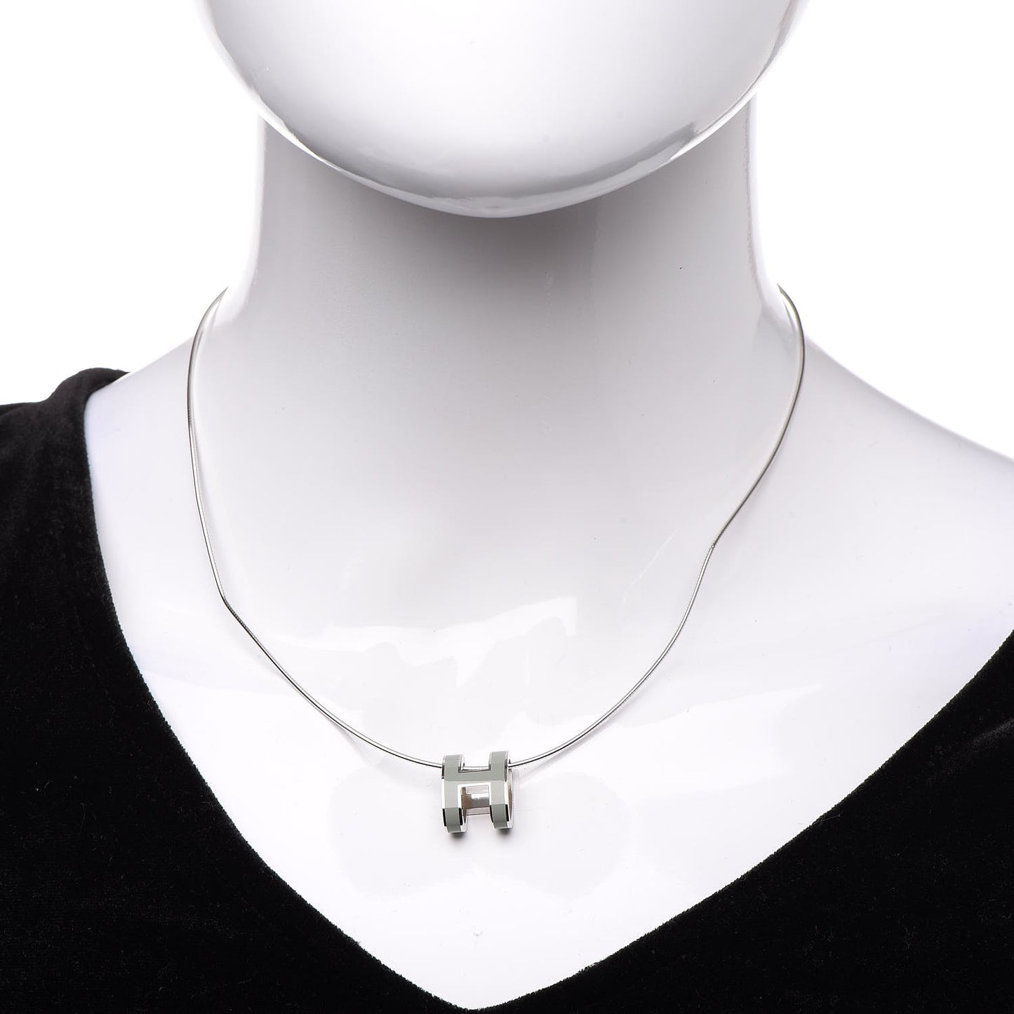 Lacquered Palladium Pop H Necklace Jade