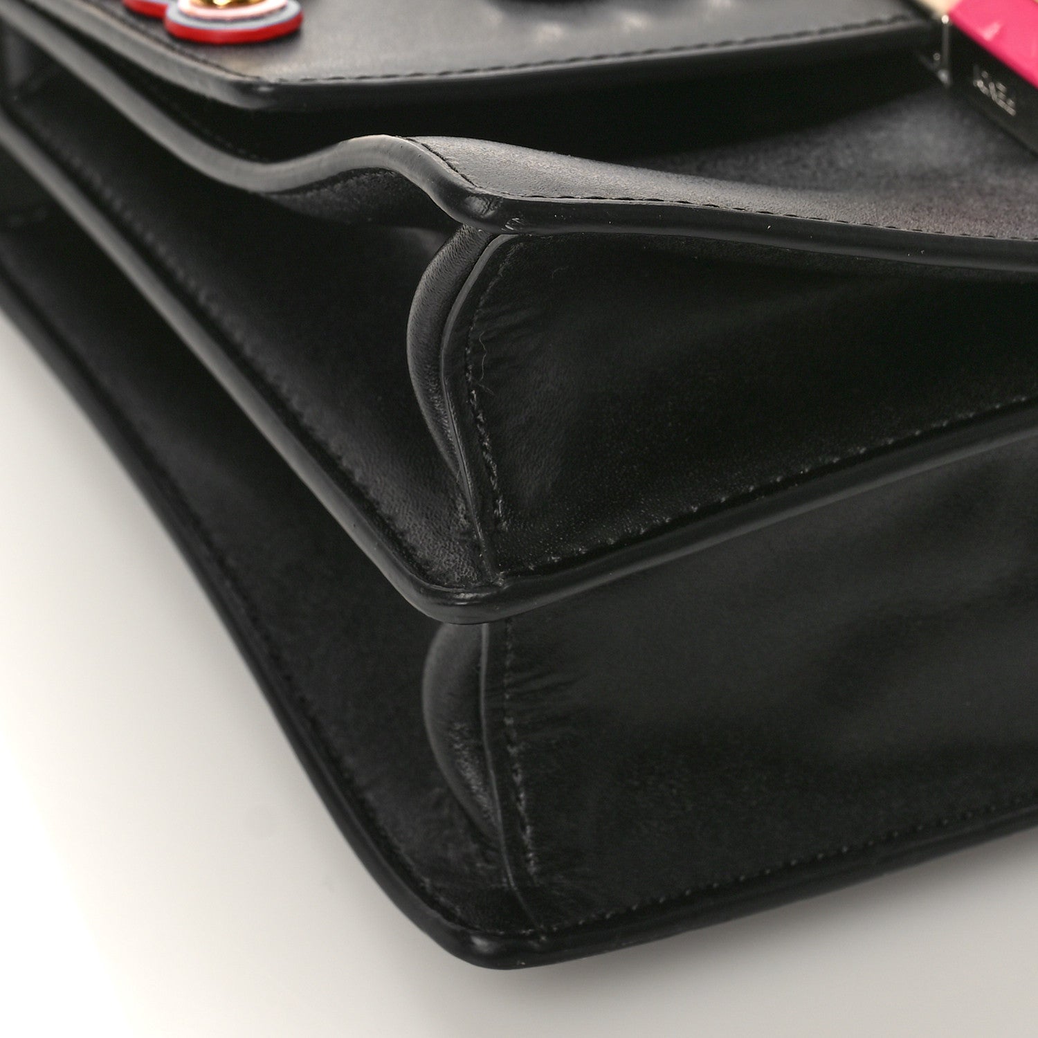 Fendi Vitello Liberty Fun Fair Metal Studded Small Kan I Shoulder Bag Black Multicolor 7 of 8