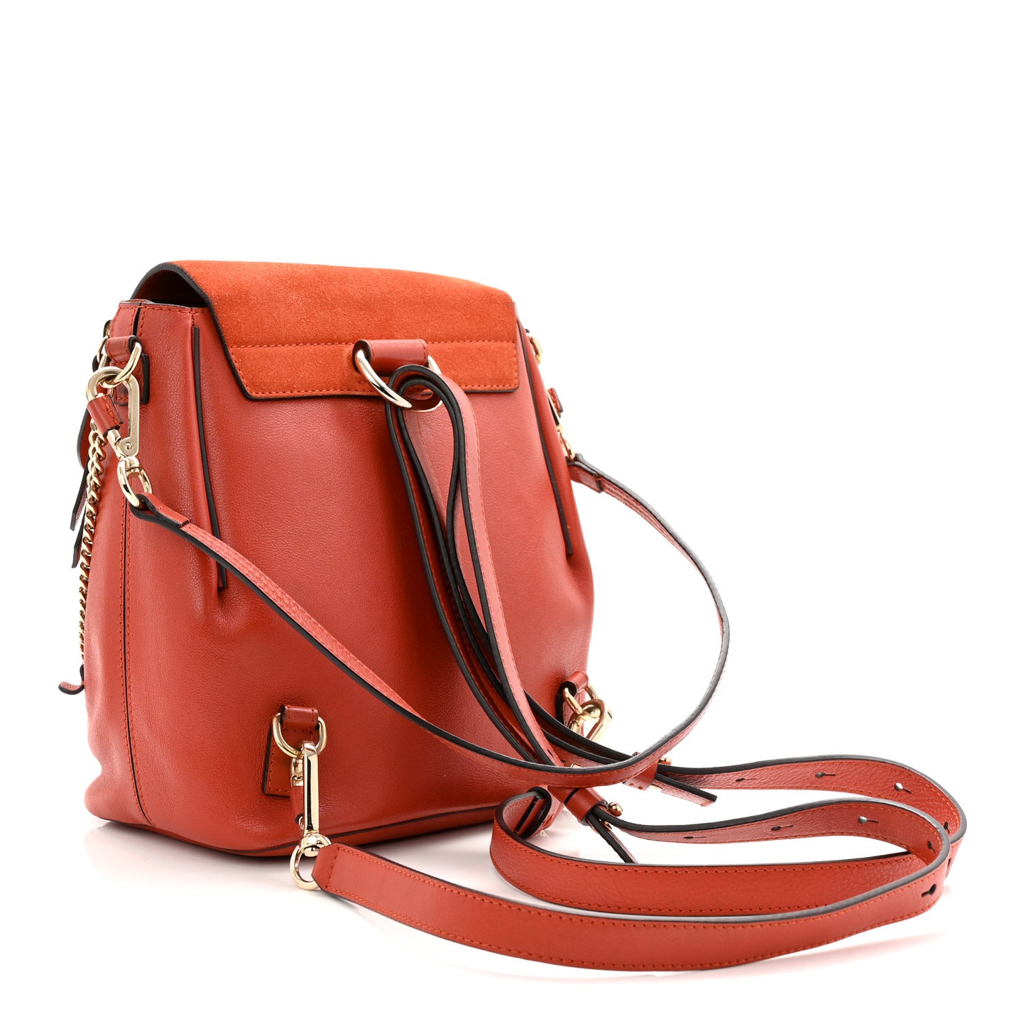 Suede Calfskin Small Faye Backpack Sepia Red