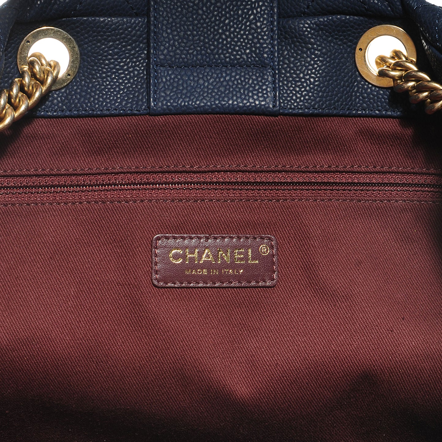 Iridescent Grained Calfskin Large Tote Blue