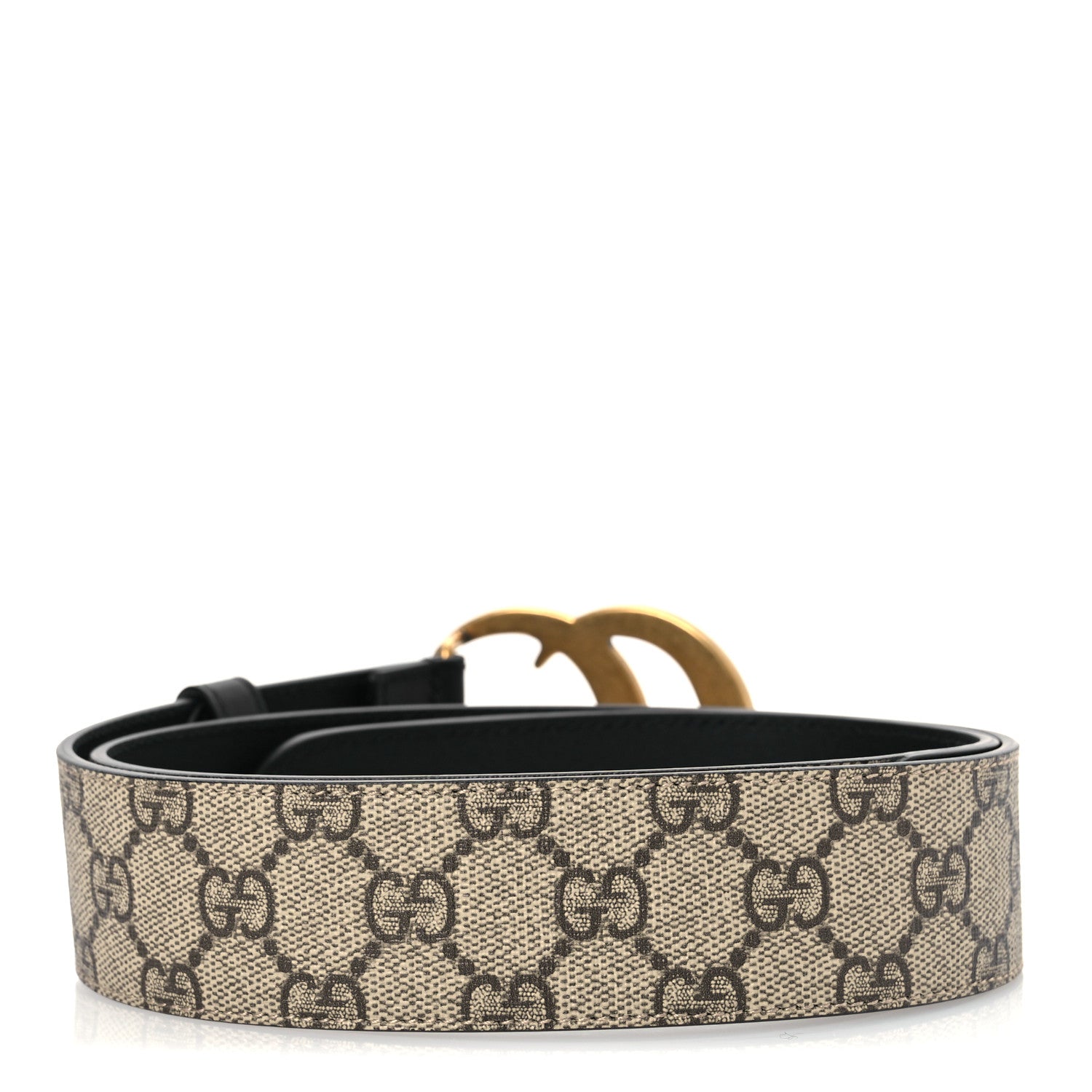 Gucci GG Supreme Monogram Matte Plutone Calfskin Double G 40mm Belt 85 34 Beige Ebony Black 2 of 5
