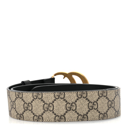 Gucci GG Supreme Monogram Matte Plutone Calfskin Double G 40mm Belt 85 34 Beige Ebony Black 2 of 5
