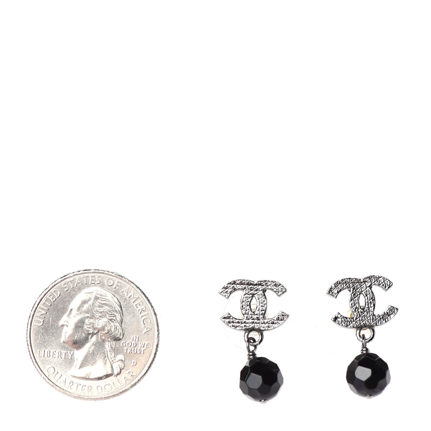 Ruthenium Bead CC Drop Earrings Black