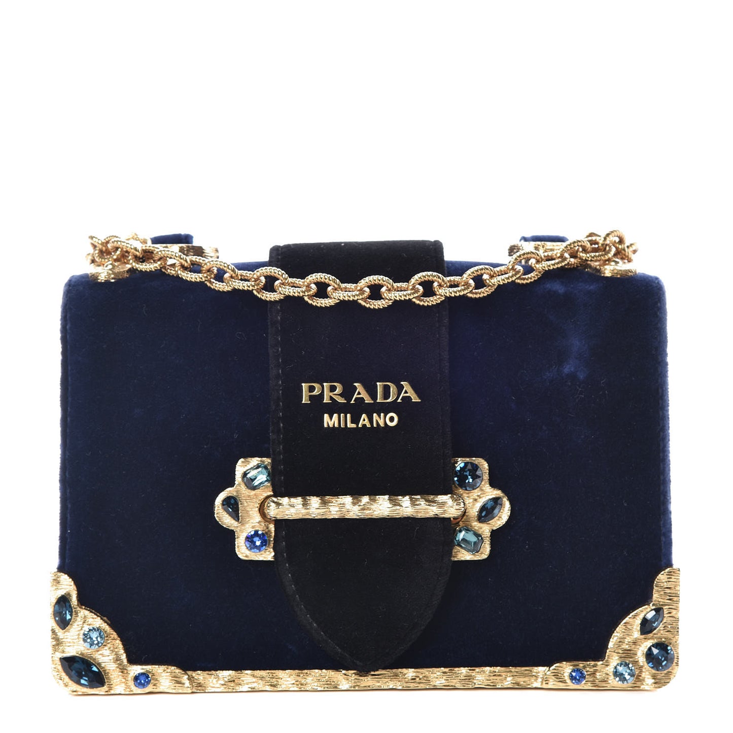 Velvet Crystal Cahier Shoulder Bag Zaffiro Black