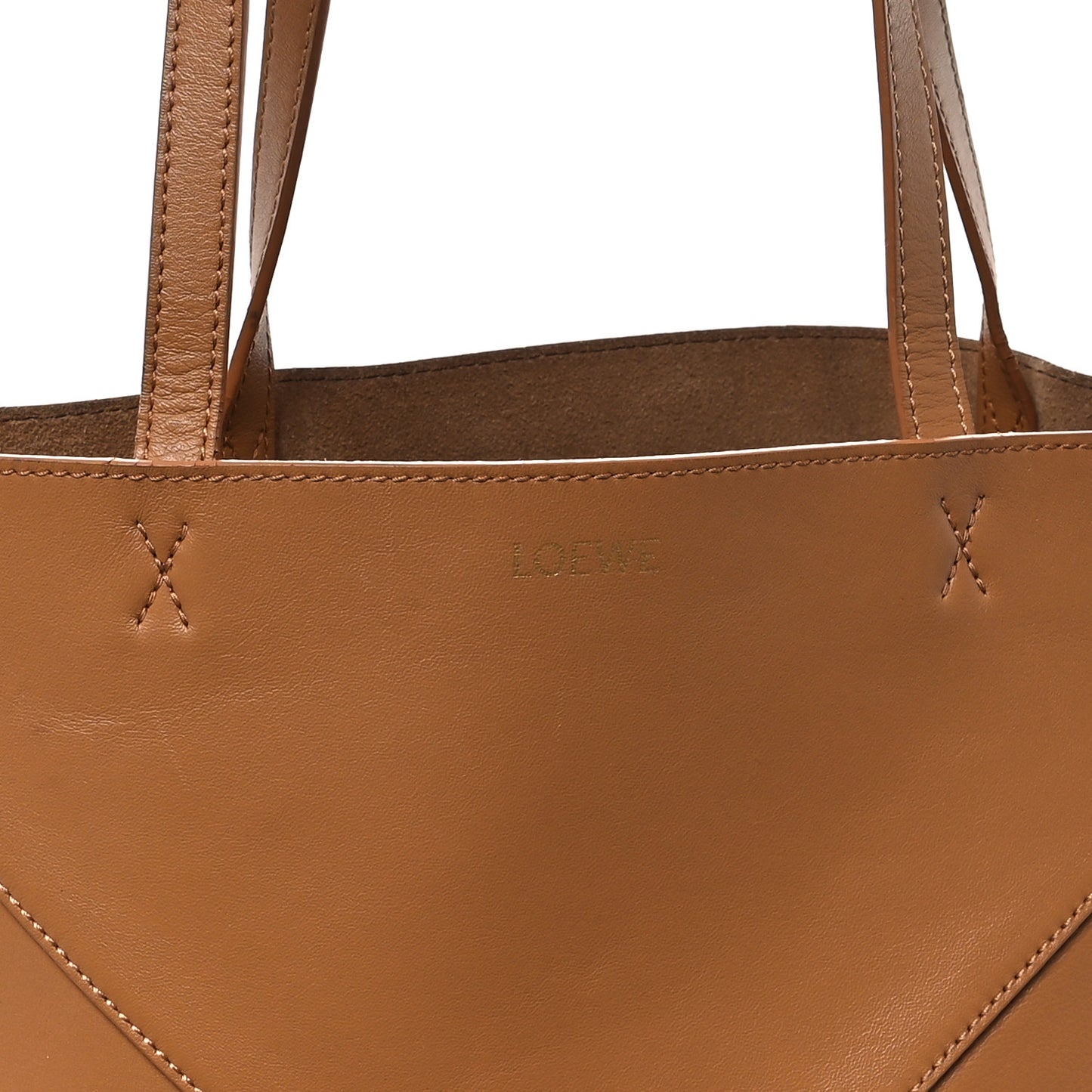 Shiny Calfskin Medium Puzzle Fold Tote Warm Desert