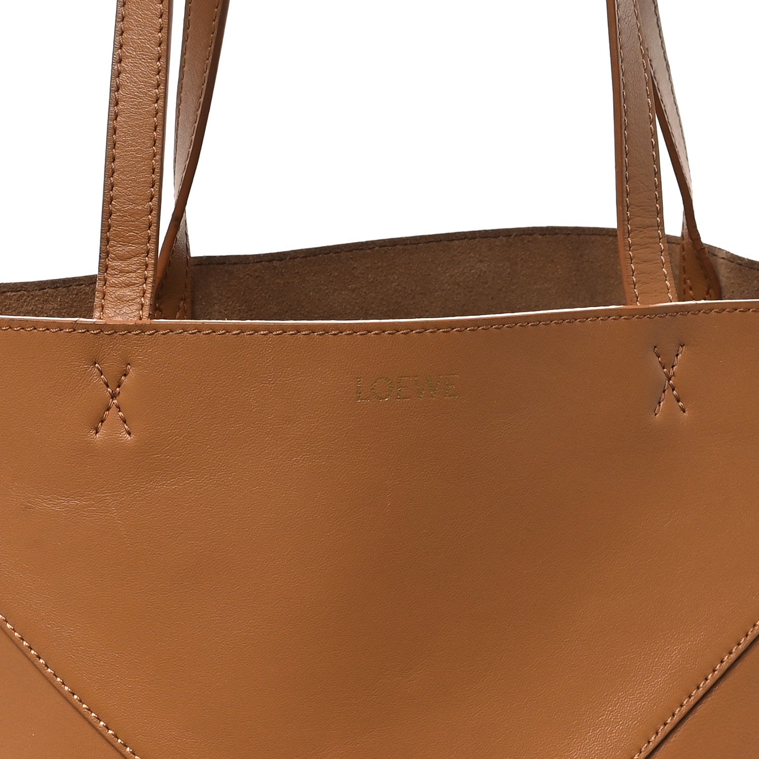 Loewe Shiny Calfskin Medium Puzzle Fold Tote Warm Desert 7 of 9