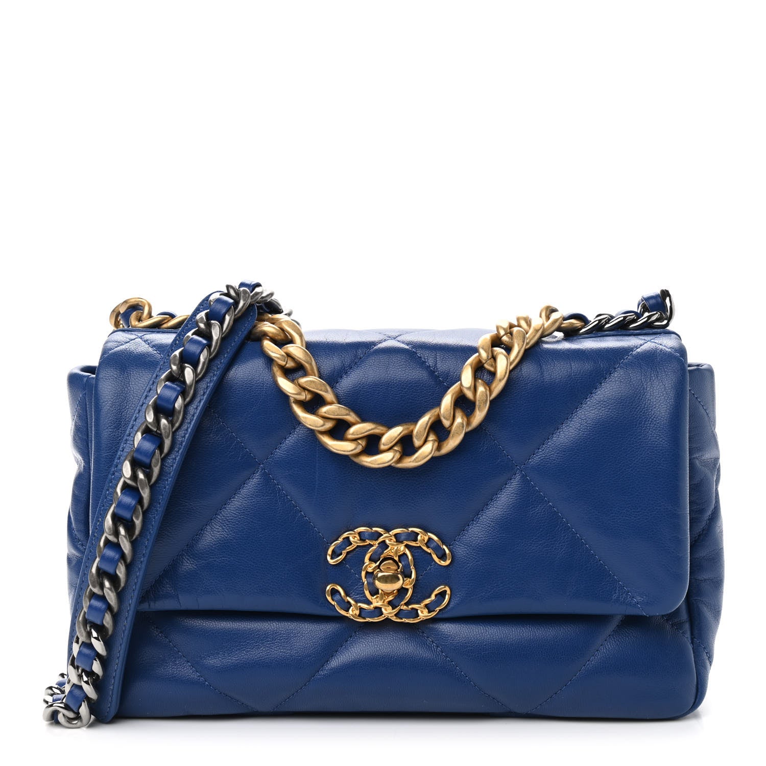 Chanel Goatskin Quilted Medium Chanel 19 Flap Dark Blue 1 of 9