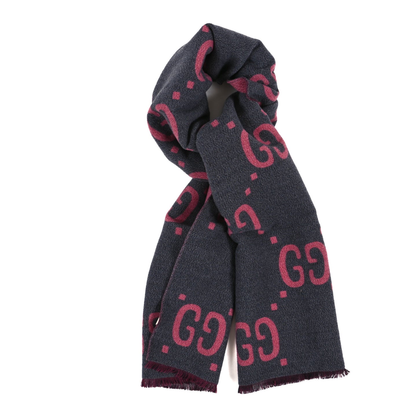 Wool Silk Monogram Jumbo GG Freedom Scarf Pink Grey