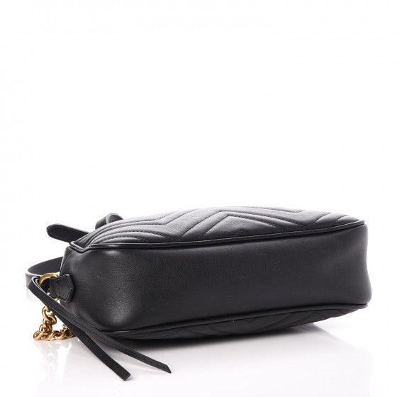 Gucci Calfskin Matelasse Small GG Marmont Chain Shoulder Bag Black 4 of 14